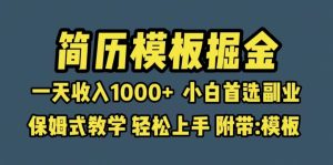 靠简历模板赛道掘金,一天收入1000+小白首选副业,保姆式教学(教程+模板)-天天有课网