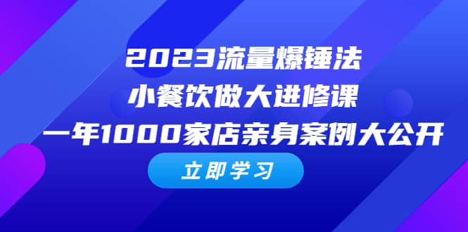 2023流量 爆锤法，小餐饮做大进修课，一年1000家店亲身案例大公开-天天有课网
