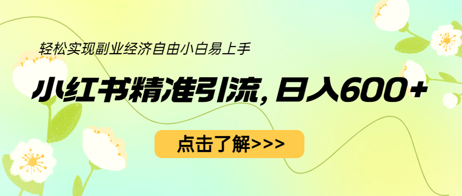 小红书精准引流，小白日入600+，轻松实现副业经济自由（教程+1153G资源）-天天有课网