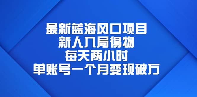最新蓝海风口项目，新人入局得物，每天两小时，单账号一个月变现破万-天天有课网