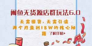 闲鱼无货源店群玩法6.0,无需囤货,无需引流,两个月盈利18W的核心秘籍-天天有课网
