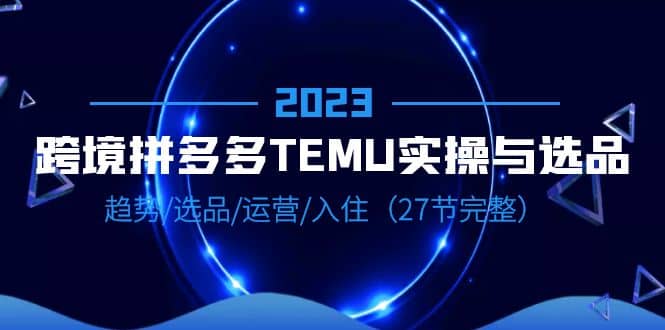 2023跨境·拼多多·TEMU实操与选品，趋势·选品·运营·入住（27节完整）-天天有课网