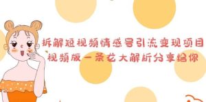 拆解短视频情感号引流变现项目,视频版一条龙大解析分享给你-天天有课网