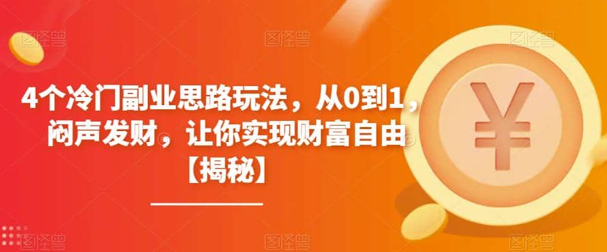 4个冷门副业思路玩法，从0到1，闷声发财，让你实现财富自由【揭秘】-天天有课网
