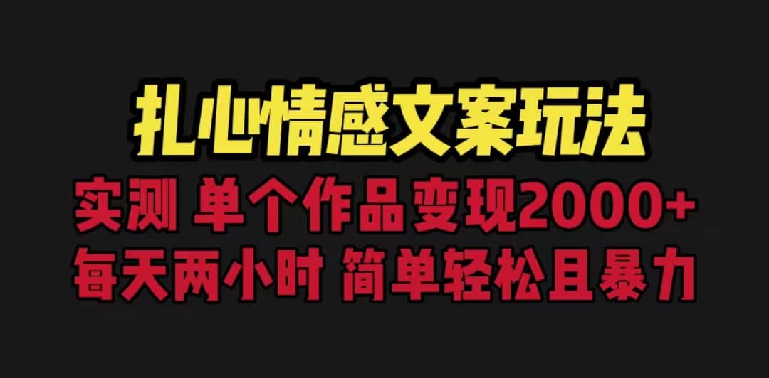 扎心情感文案玩法，单个作品变现5000+，一分钟一条原创作品，流量爆炸-天天有课网
