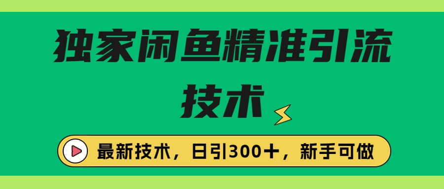 独家闲鱼引流技术，日引300＋实战玩法-天天有课网