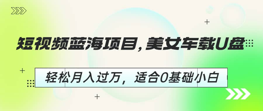 短视频蓝海项目，美女车载U盘，轻松月入过万，适合0基础小白-天天有课网