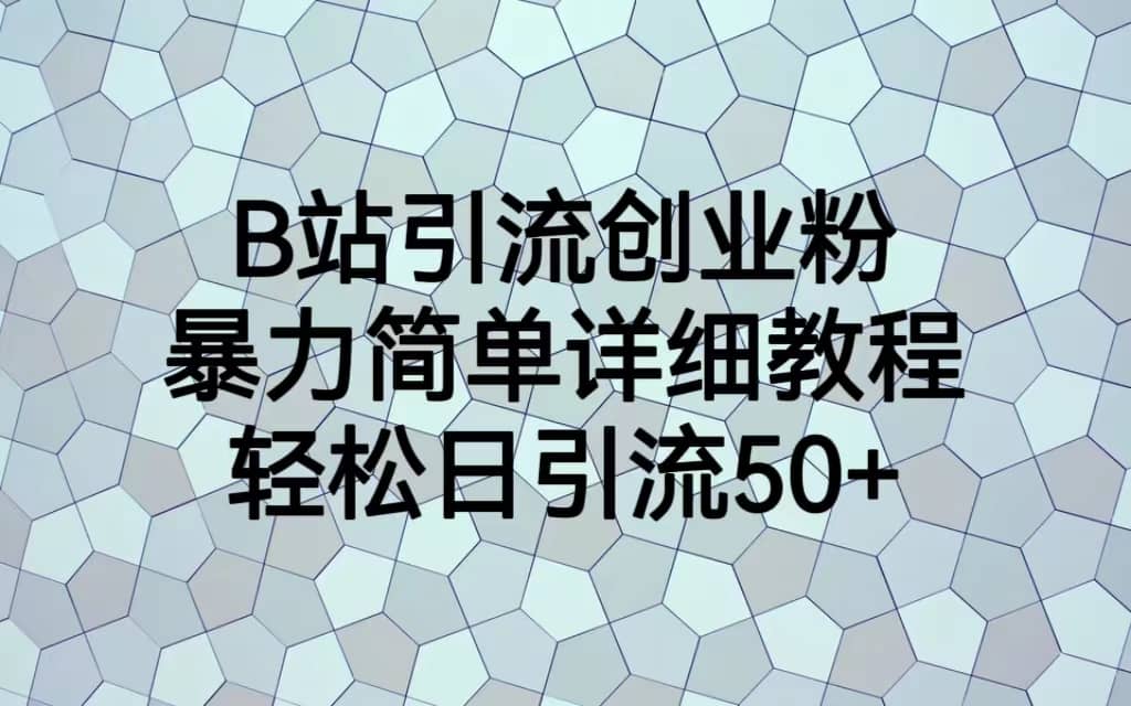 B站引流创业粉，暴力简单详细教程，轻松日引流50+-天天有课网