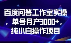 百度问答工作室实操，单号月产3000+，纯小白操作项目【揭秘】-天天有课网