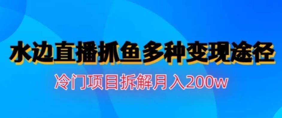 水边直播抓鱼，多种变现途径冷门项目，月入200w拆解【揭秘】-天天有课网