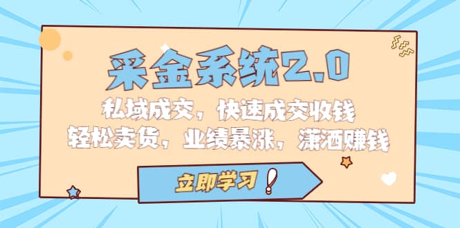 采金 系统2.0，私域成交，快速成交收钱，轻松卖货，业绩暴涨，潇洒赚钱-天天有课网