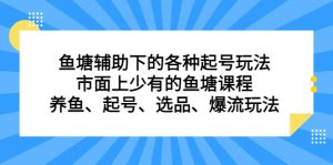鱼塘辅助下的各种起号玩法，市面上少有的鱼塘课程，养鱼、起号、选品、爆流玩法-天天有课网