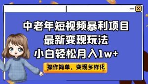 中老年短视频暴利项目最新变现玩法，小白轻松月入1w+-天天有课网