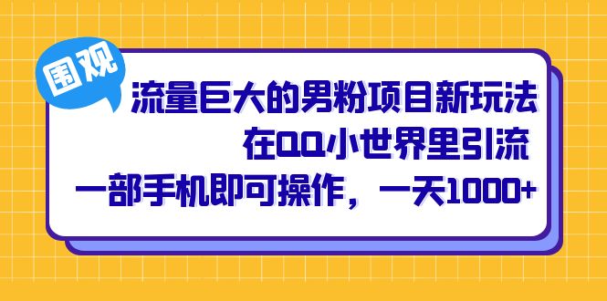 流量巨大的男粉项目新玩法，在QQ小世界里引流 一部手机即可操作，一天1000+-天天有课网