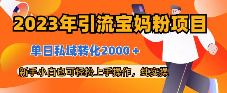 2023年引流宝妈粉项目，单日私域转化2000＋，新手小白也可轻松上手操作，纯实操-天天有课网
