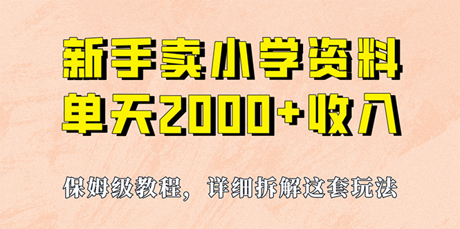 我如何通过卖小学资料，实现单天2000+，实操项目，保姆级教程+资料+工具-天天有课网