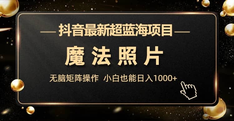 抖音最新超蓝海项目，魔法照片，无脑矩阵操作，小白也能日入1000+-天天有课网