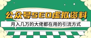 公众号SEO虚拟资料,操作简单,日入500+,可批量操作【揭秘】-天天有课网