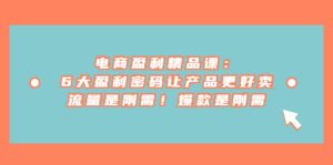 电商 盈利精品课:6大盈利 密码让产品更好卖,流量是刚需!爆款是刚需-天天有课网