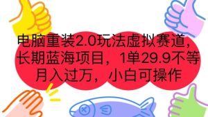 电脑重装2.0玩法虚拟赛道，长期蓝海项目 一单29.9不等 月入过万 小白可操作-天天有课网
