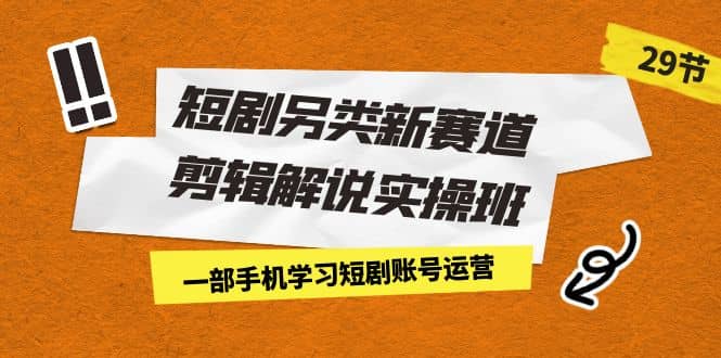 短剧另类新赛道剪辑解说实操班：一部手机学习短剧账号运营（29节 价值500）-天天有课网
