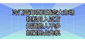 冷门蓝海项目婚恋大市场,轻松月入过万,知道的人不多,抓紧抢占先机-天天有课网