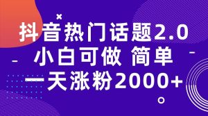 抖音热门话题玩法2.0，一天涨粉2000+（附软件+素材）-天天有课网