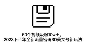 60个视频吸粉10w＋，2023下半年全新流量密码3D美女号新玩法（教程+资源）-天天有课网