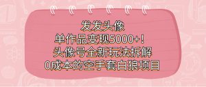 发发头像，单作品变现5000+！头像号全新玩法拆解，0成本的空手套白狼项目-天天有课网