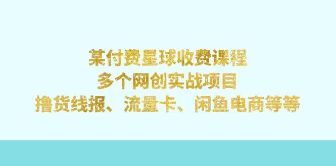 某付费星球课程：多个网创实战项目，撸货线报、流量卡、闲鱼电商等等-天天有课网