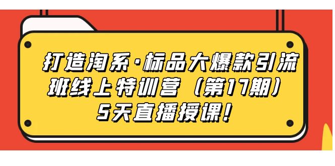 打造淘系·标品大爆款引流班线上特训营5天直播授课！-天天有课网