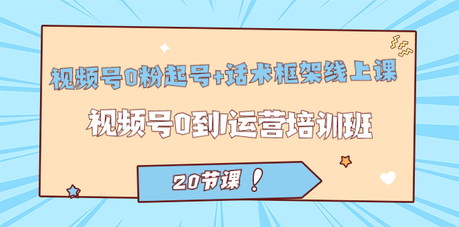 视频号·0粉起号+话术框架线上课：视频号0到1运营培训班（20节课）-天天有课网