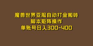魔兽世界亚服自动打金搬砖，脚本矩阵操作，单账号日入300-400-天天有课网