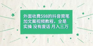 外面收费598抖音简笔加文案教程，全是实操 没有废话 月入三万（教程+资料）-天天有课网