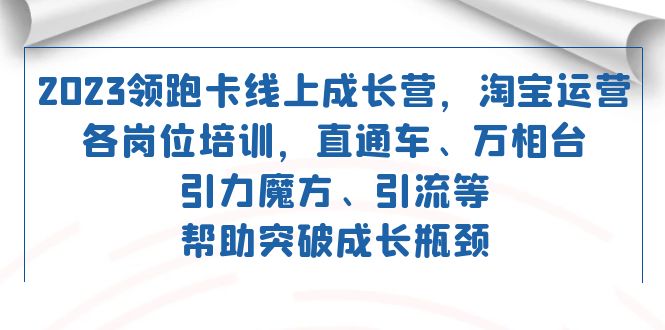 2023领跑·卡 线上成长营 淘宝运营各岗位培训 直通车 万相台 引力魔方 引流-天天有课网