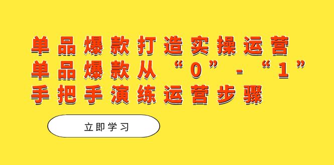 单品爆款打造实操运营，单品爆款从“0”-“1”手把手演练运营步骤-天天有课网