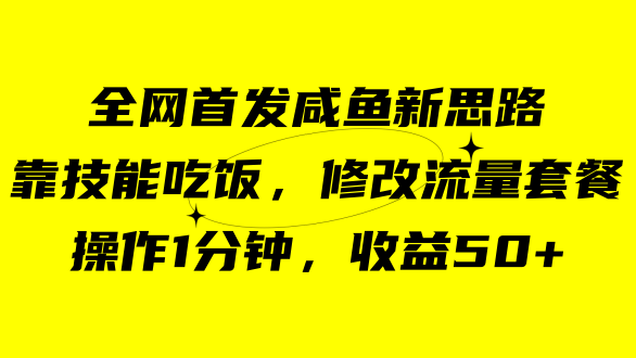咸鱼冷门新玩法，靠“技能吃饭”，修改流量套餐，操作1分钟，收益50+-天天有课网