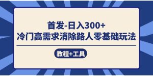 首发日入300+  冷门高需求消除路人零基础玩法（教程+工具）-天天有课网