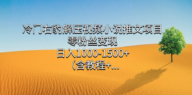 冷门右豹解压视频小说推文项目，零粉丝变现，日入1000-1500+（含教程）-天天有课网
