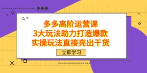 拼多多高阶·运营课，3大玩法助力打造爆款，实操玩法直接亮出干货-天天有课网