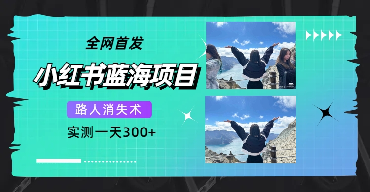 全网首发，小红书蓝海项目，路人消失术，实测一天300+（教程+工具）-天天有课网