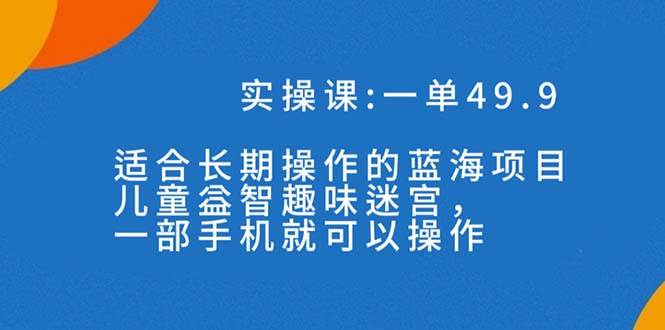 一单49.9长期蓝海项目，儿童益智趣味迷宫，一部-天天有课网
