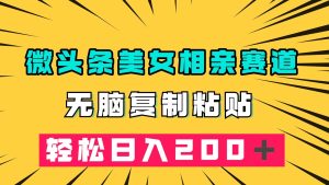 微头条冷门美女相亲赛道,无脑复制粘贴,轻松日入200+-天天有课网