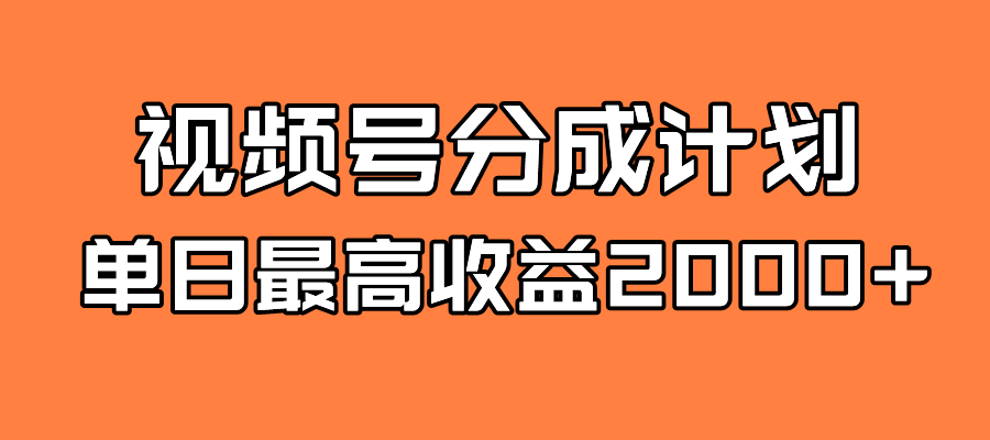 全新蓝海 视频号掘金计划 日入2000+-天天有课网