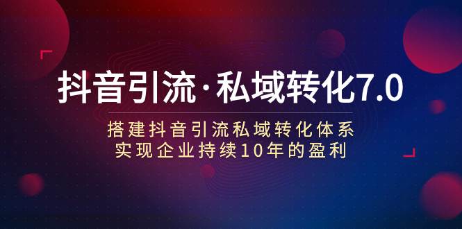 抖音引流·私域转化7.0-天天有课网