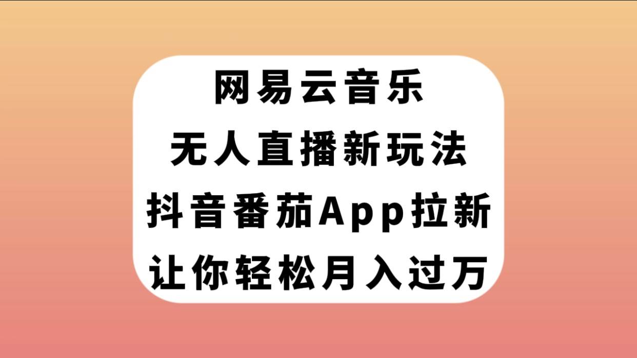 网易云音乐无人直播新玩法，抖音番茄APP拉新，让你轻松月入过万-天天有课网
