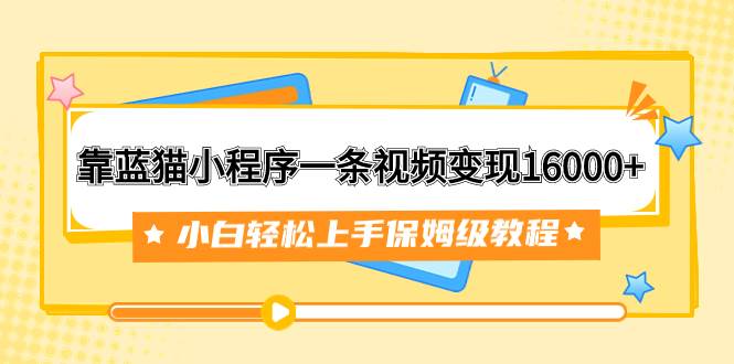 靠蓝猫小程序一条视频变现16000+小白轻松上手保姆级教程（附166G资料素材）-天天有课网