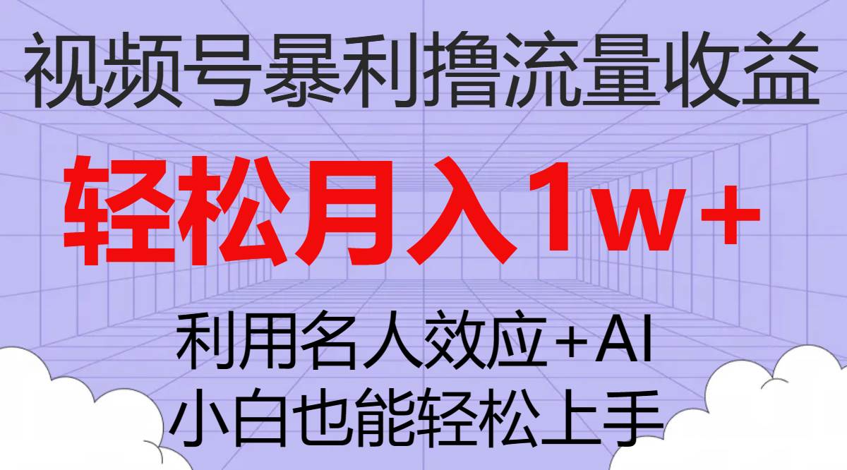 视频号暴利撸流量收益，小白也能轻松上手，轻松月入1w+-天天有课网