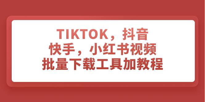 TIKTOK，抖音，快手，小红书视频批量下载工具加教程-天天有课网