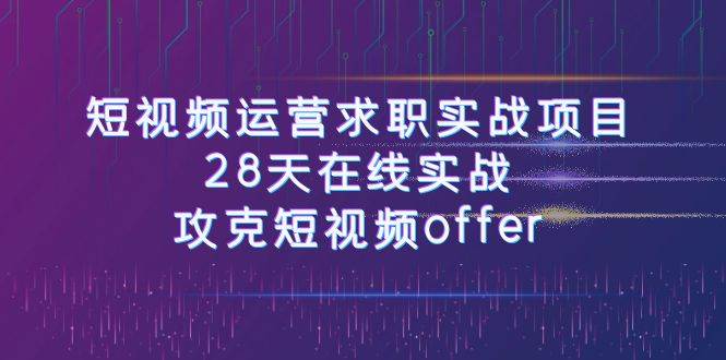 短视频运-营求职实战项目，28天在线实战，攻克短视频offer（46节课）-天天有课网